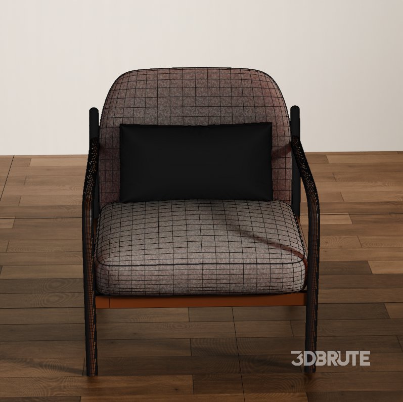 Cozy Wooden Armchair with Cushions Image 8