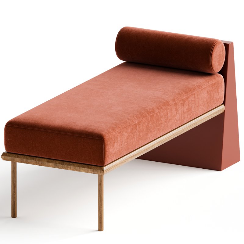 Minimalist Mid-Century Modern Style Solid Wood Bench Upholstered in Textile Image 2