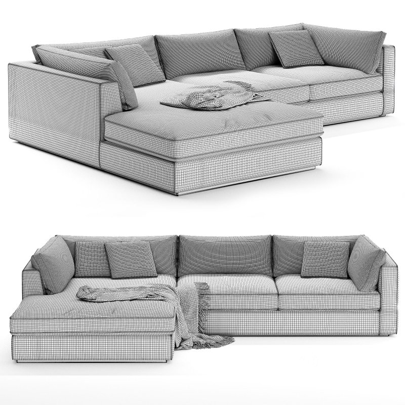 Oceanside Deep 2 Piece Left Arm Bumper Sectional Sofa Image 6
