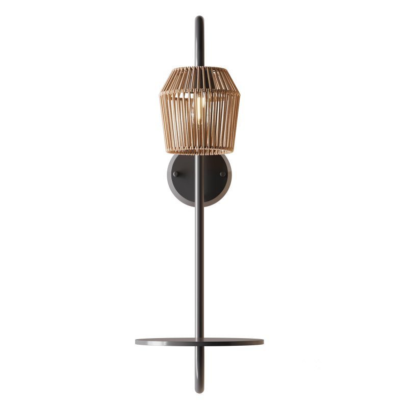 Alyza Rattan Plug-in Armed Sconce with Tray Table and Bulb Included Image 4