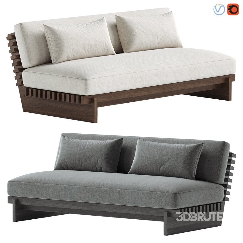 Taiko Stained Teak Outdoor Loveseat Image 1