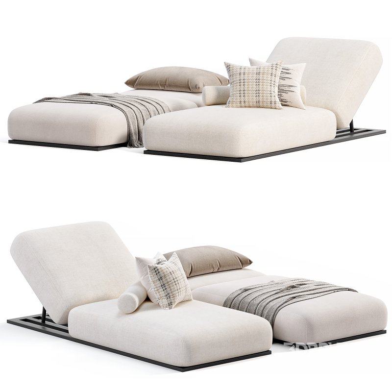 Joy Outdoor Fabric Sun Lounge Set With Side Image 2