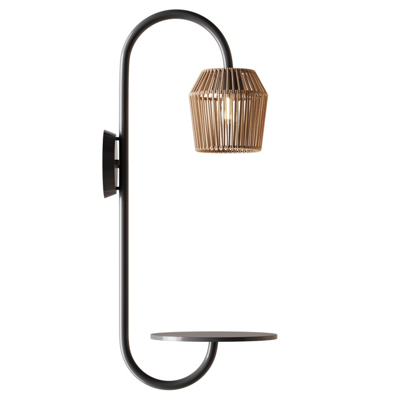 Alyza Rattan Plug-in Armed Sconce with Tray Table and Bulb Included Image 7
