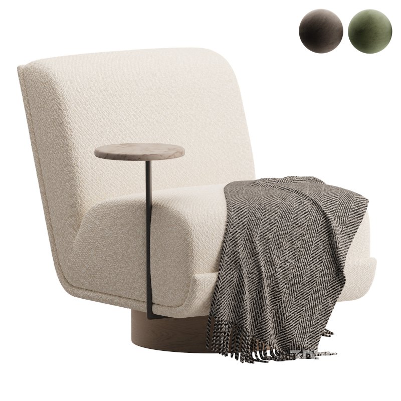 Four Hands Bronwyn Swivel Chair W Side Table Knoll Natural Image 1