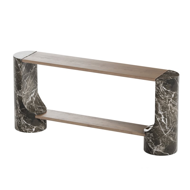 Black Marble and Oak Wood Console Table Reviews Image 6