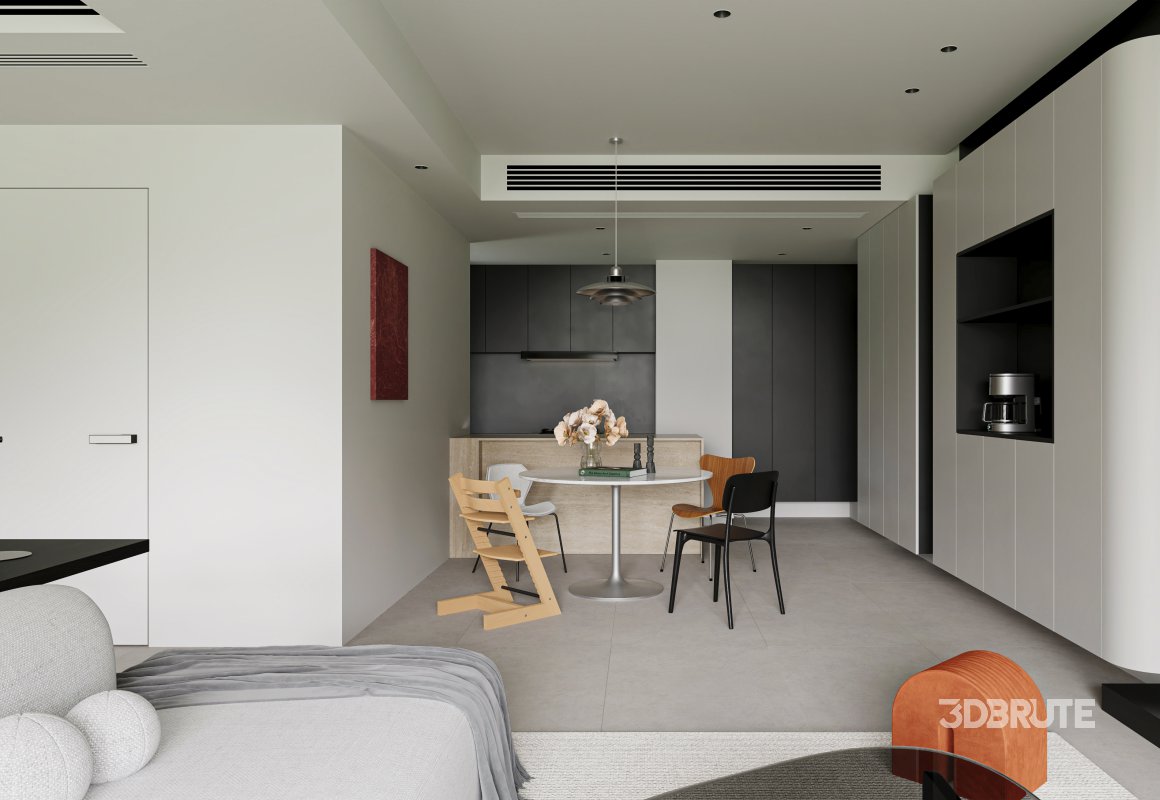 Modern living room and dining room interior scene Image 3