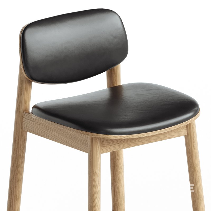 Lando Leather Bar Stool (Oak) Image 2