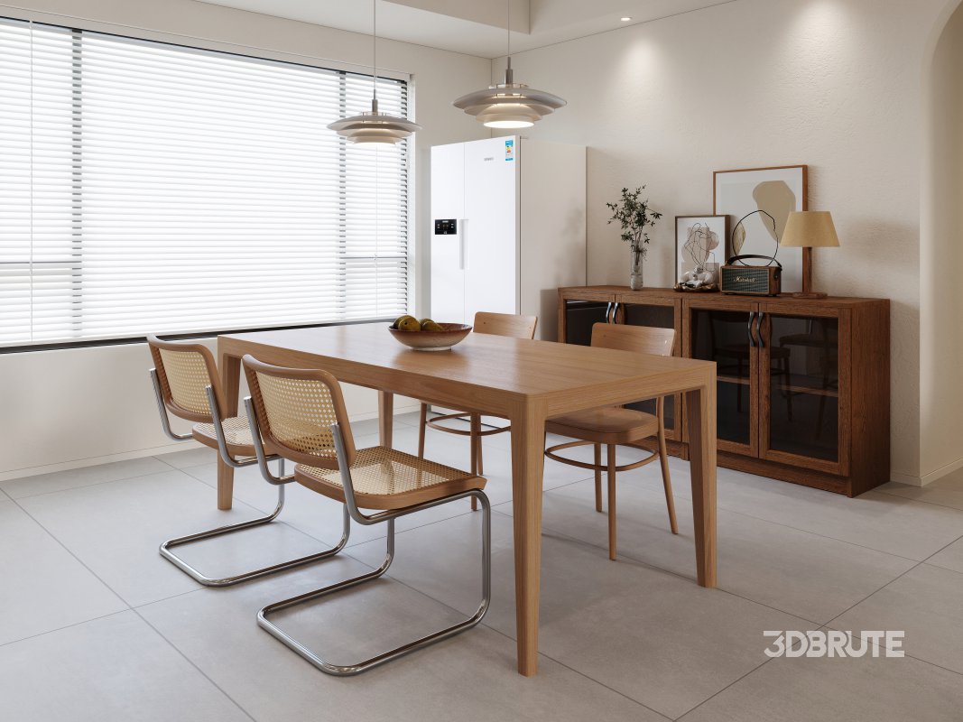 Modern living room and dining room interior scene Image 2