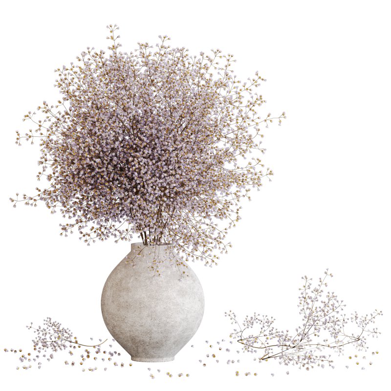 Minimal Gypsophila Bouquet in Textured Clay Vase Image 1