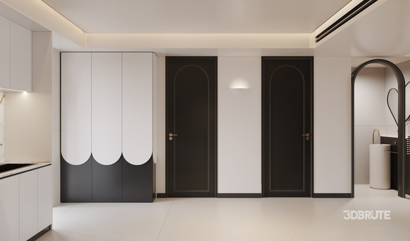 Modern living room and dining room kitchen interior scene Image 9