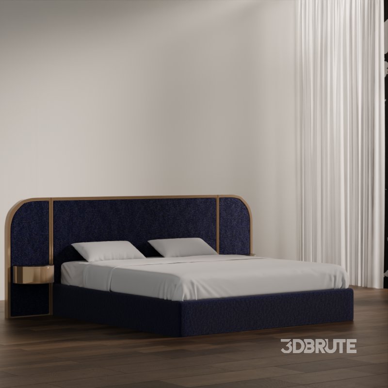 Modern Upholstered Bed with Wooden Arch Frame Image 1