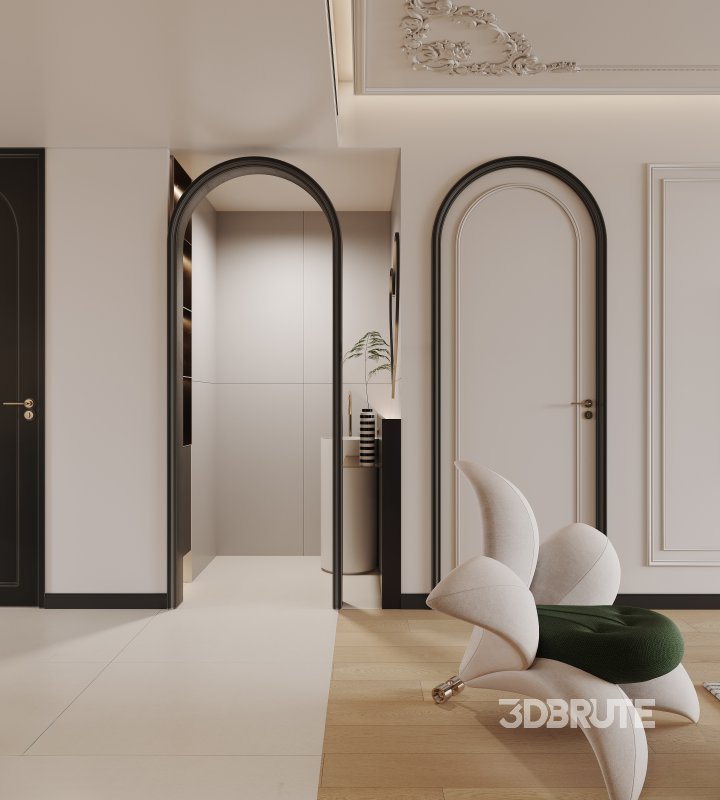 Modern living room and dining room kitchen interior scene Image 8