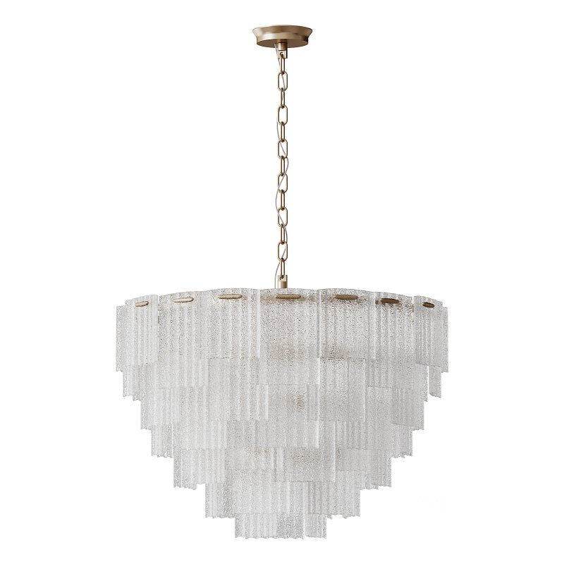 Round pendant chandelier made of ribbed glass light Image 3