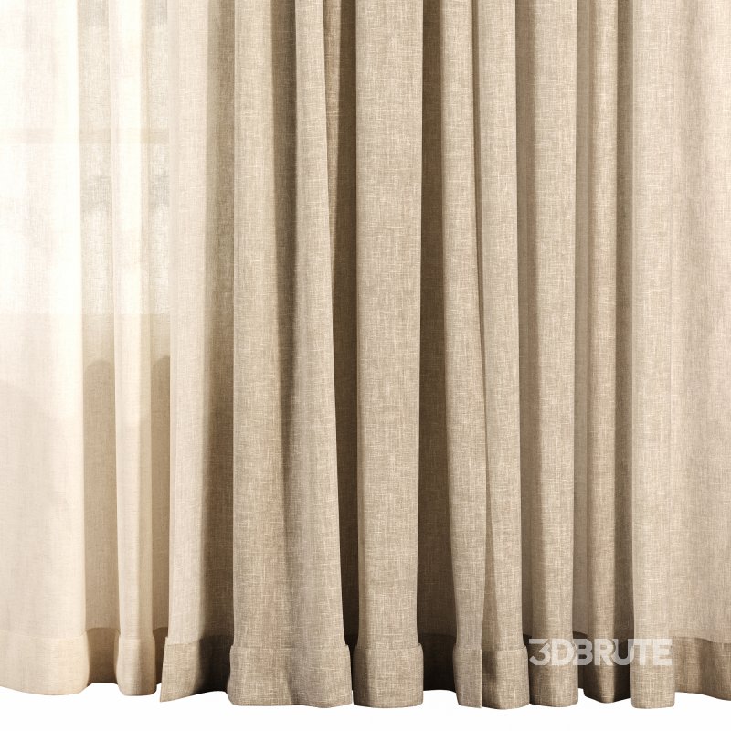 Triple Layer Natural Linen Curtain Set Image 2