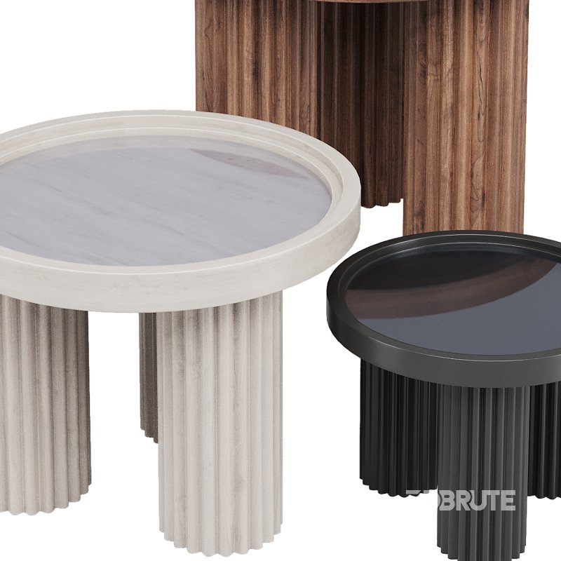 Round Walnut Wood Coffee Table Image 4