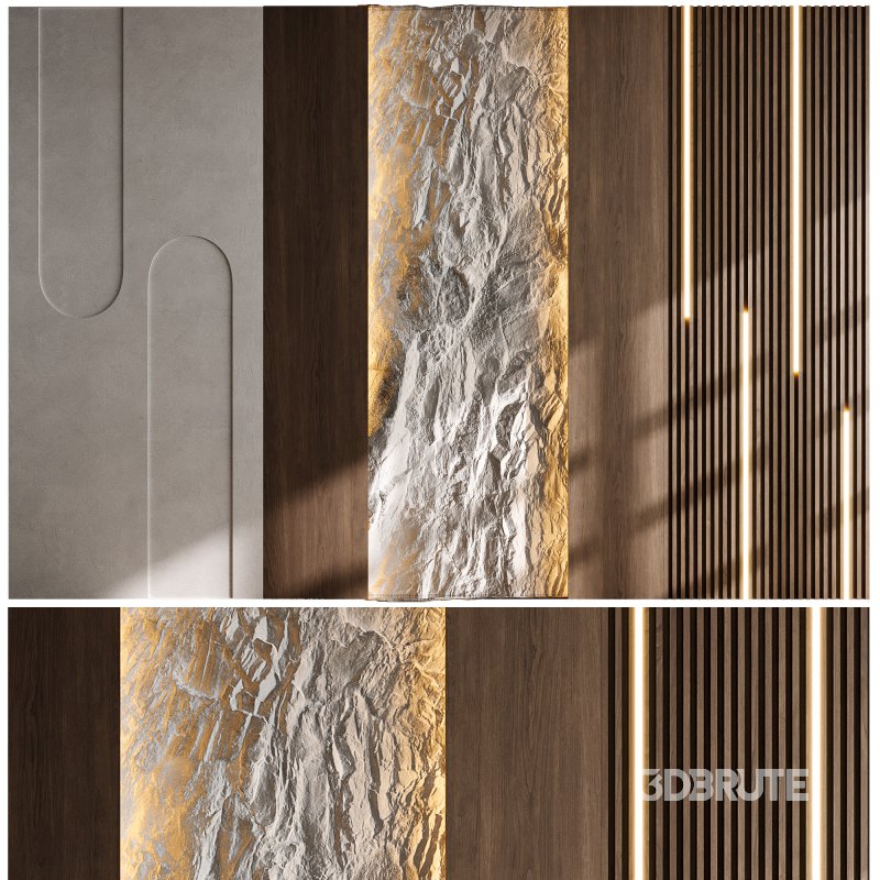 Headboard wood and concrete 3d Wall Panel 02 Image 1