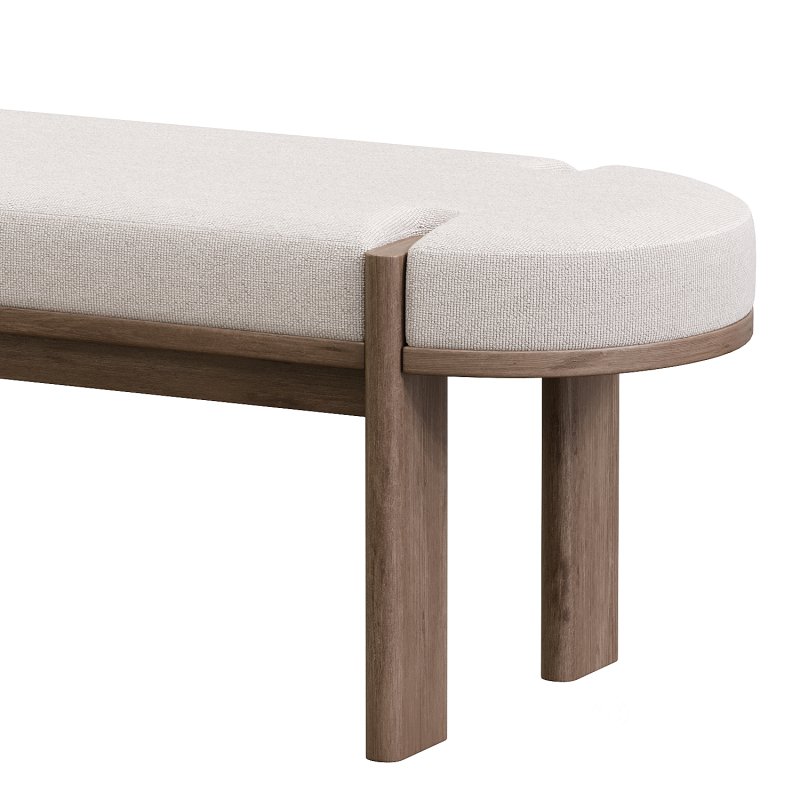 Karina Dark Elm Wood w Oatmeal Fabric Bench Image 4