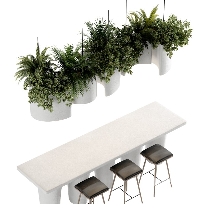 Reception Desk With Hanging Plants-set 15 Image 3