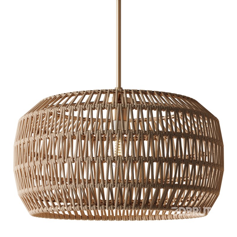1-Light 12.6-Inch Handmade Woven Rattan Decorative Chandelier Image 8