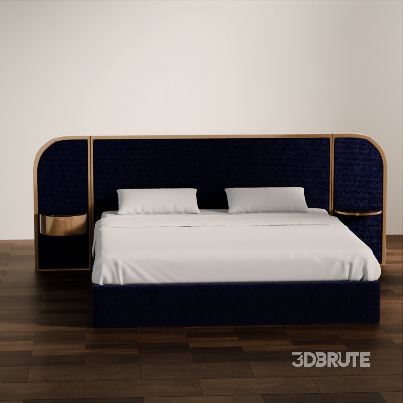 Modern Upholstered Bed with Wooden Arch Frame Image 2