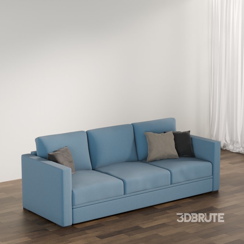 Blue Seater Sofa with Cushions Image 6