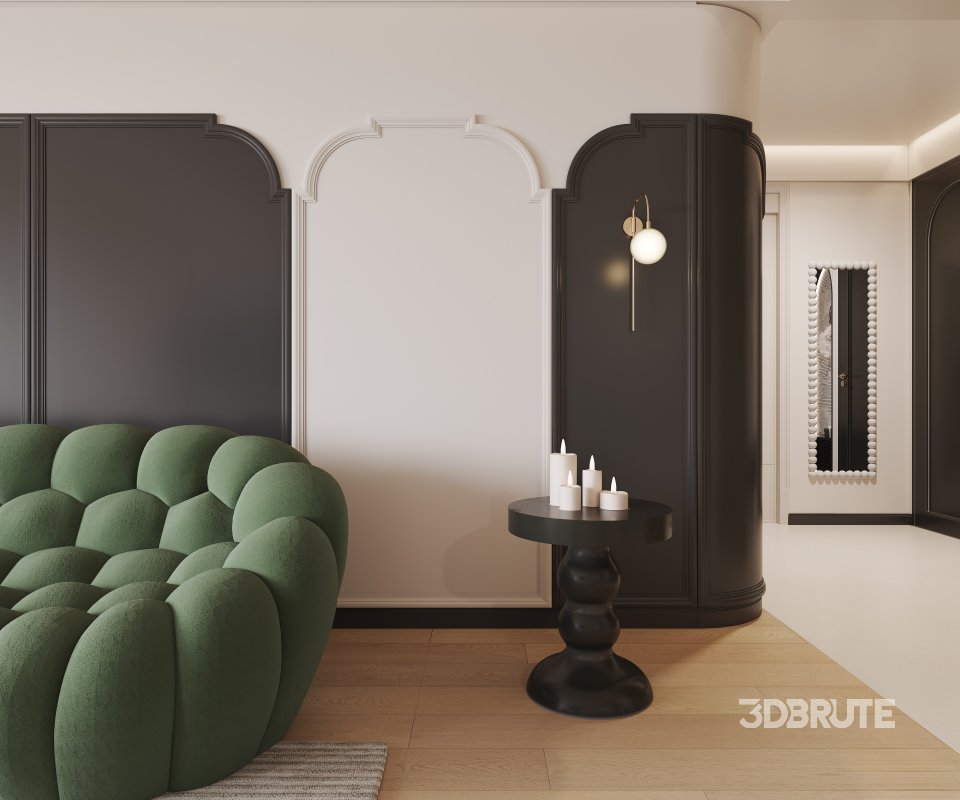 Modern living room and dining room kitchen interior scene Image 12