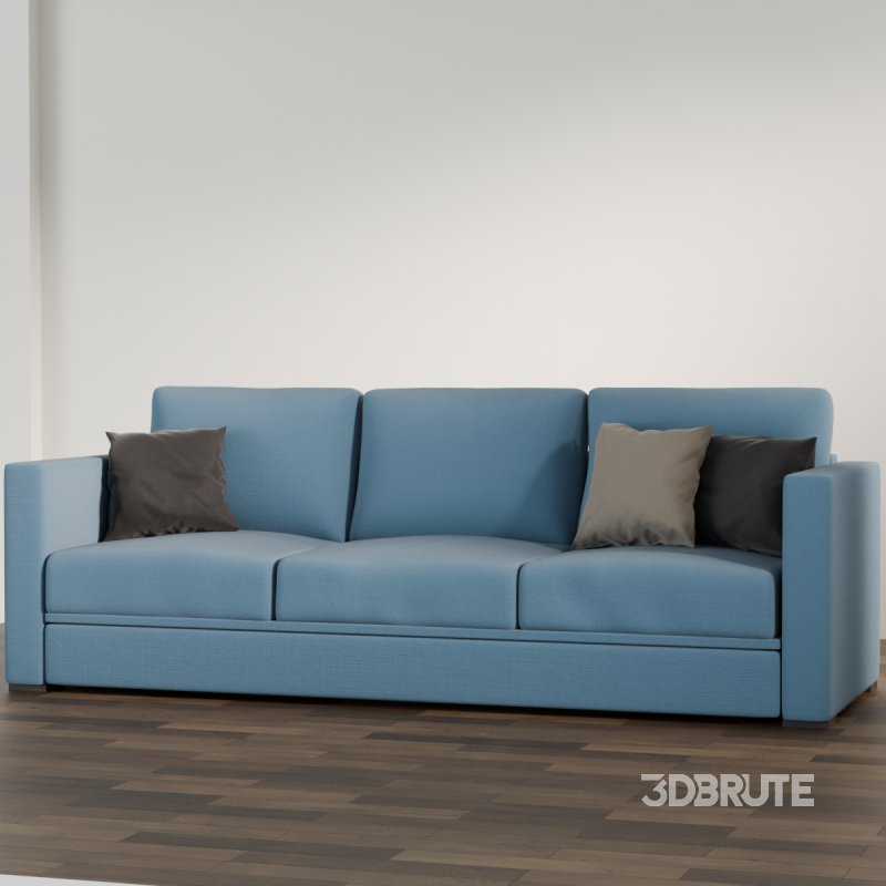 Blue Seater Sofa with Cushions Image 3