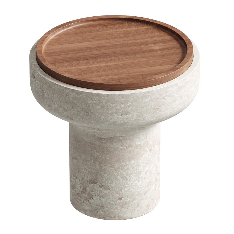 Tivoli Side Table in travertine and walnut by Ivan Colominas Image 2