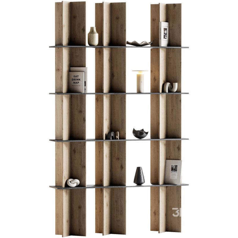 Minimalistic wooden Rack with decor Image 14