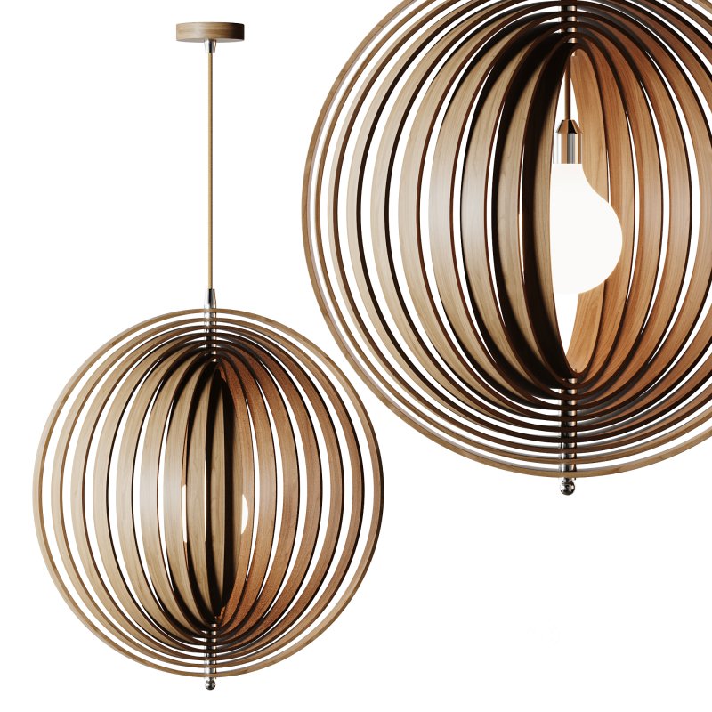Creative Wood Round Globe Pendant Light Fixture Shade Image 7