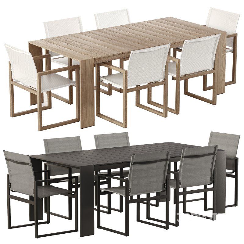 Hayman Teak and Aluminum Dining Chair and Table-Harbour Image 1