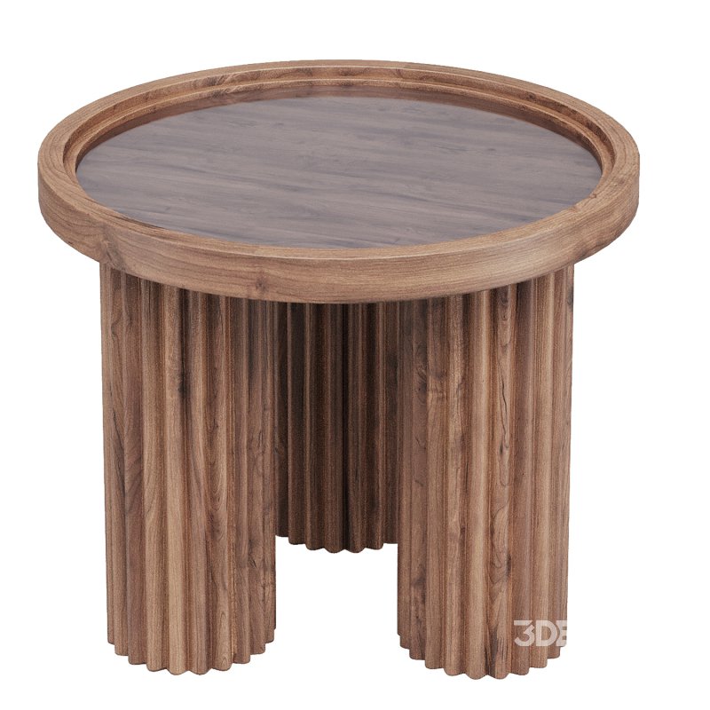 Round Walnut Wood Coffee Table Image 2