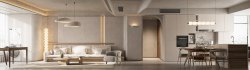 Modern living room and dining room interior scene - Thumbnail 1