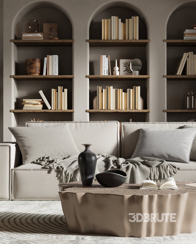 Modern living room and dining room kitchen interior scene Image 5