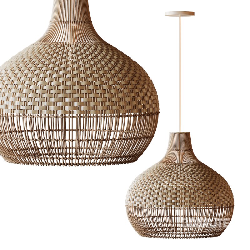Handwoven Rattan Pendant Light Lampshade Image 5