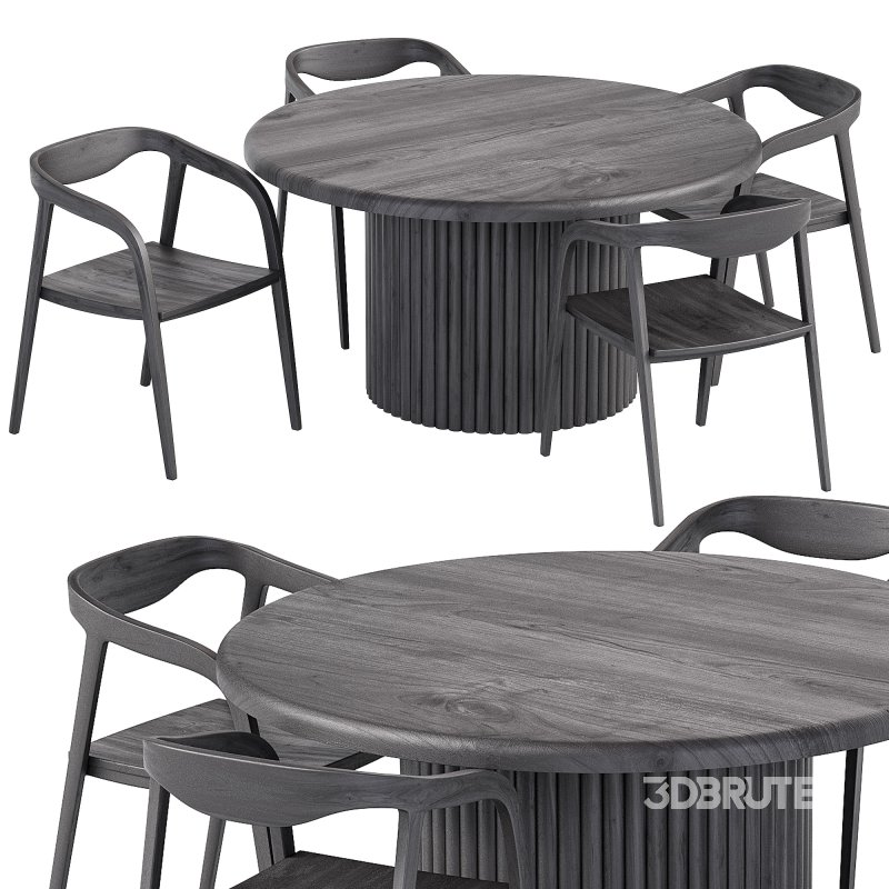 Luxury Black table chair wooden Image 2