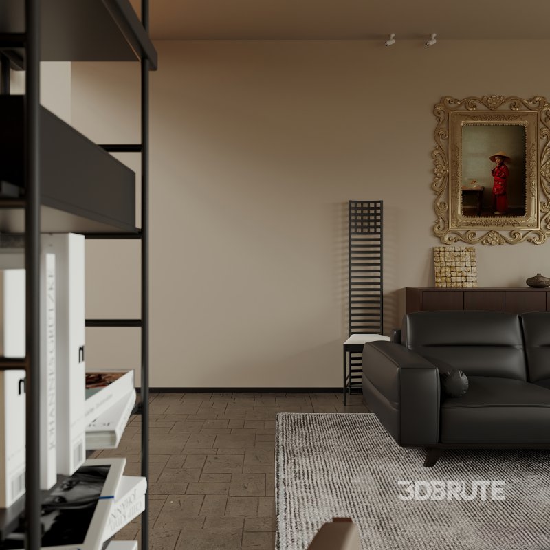 Modern living room and dining room interior scene Image 6