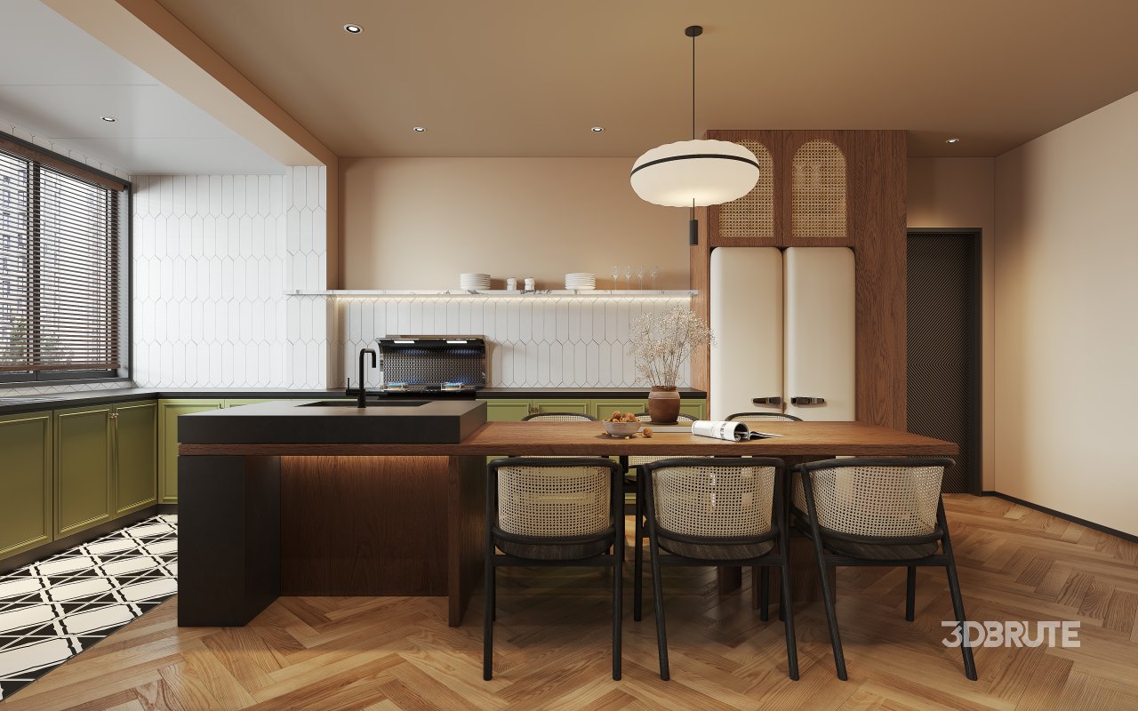 Modern living room and dining room interior scene Image 3