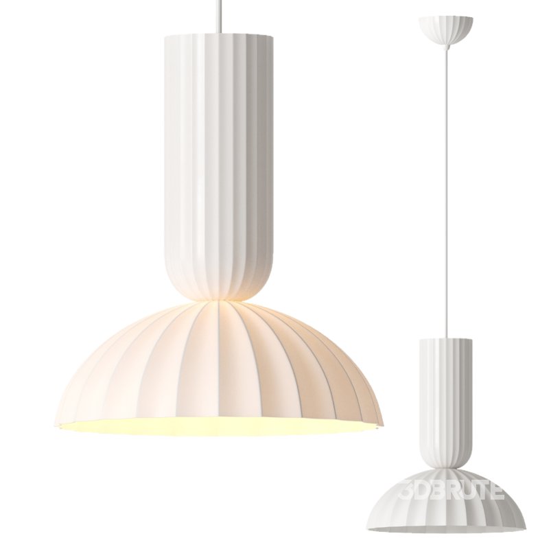 Jeanne Fluted White Porcelain Dome Pendant Light Image 1