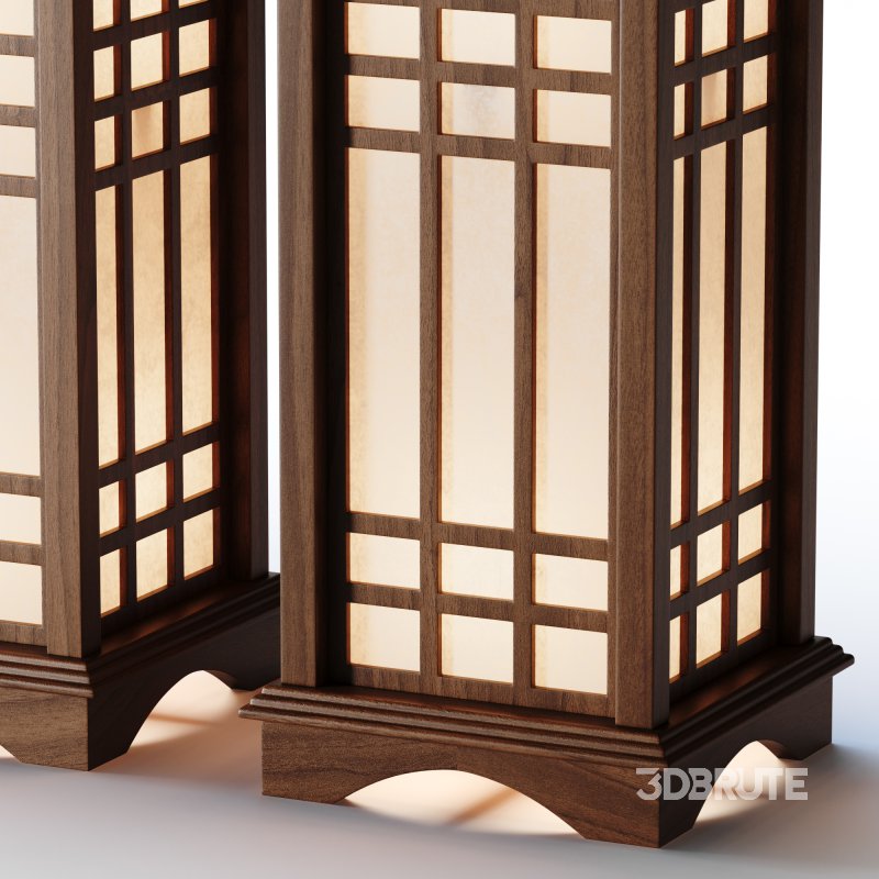 Japanese Style Wood Table Floor Lamp Image 7