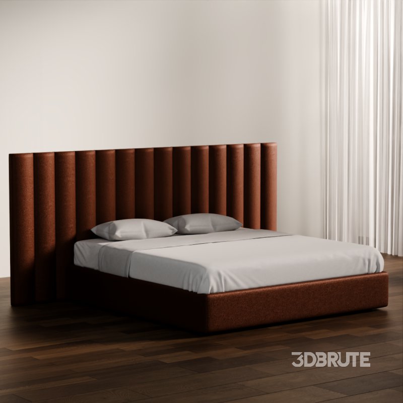 Modern Upholstered Bed with Vertical Headboard Image 5