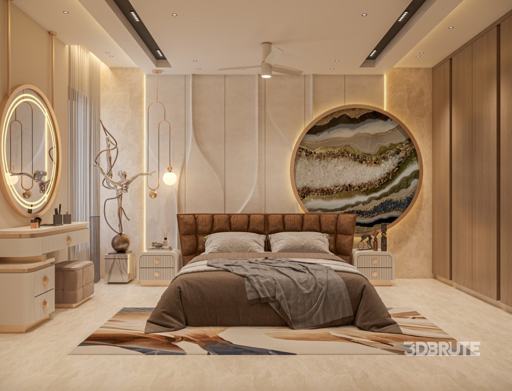 Luxury Modern Guest Bedroom 3D Scene Image 1