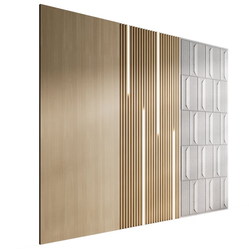 Headboard wood and concrete 3d Wall Panel 06 Image 3