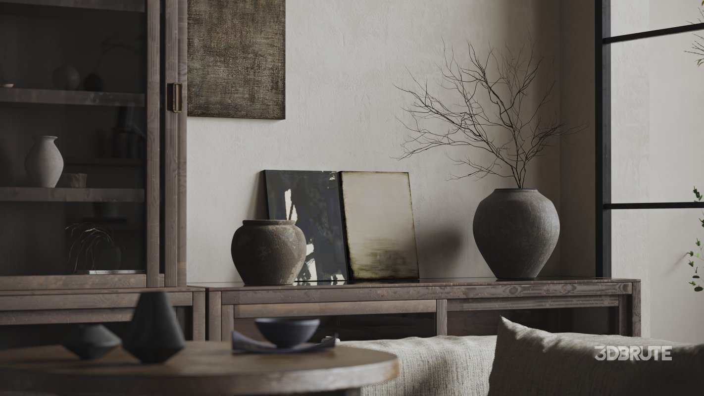 Modern living room and dining room kitchen interior scene Image 6