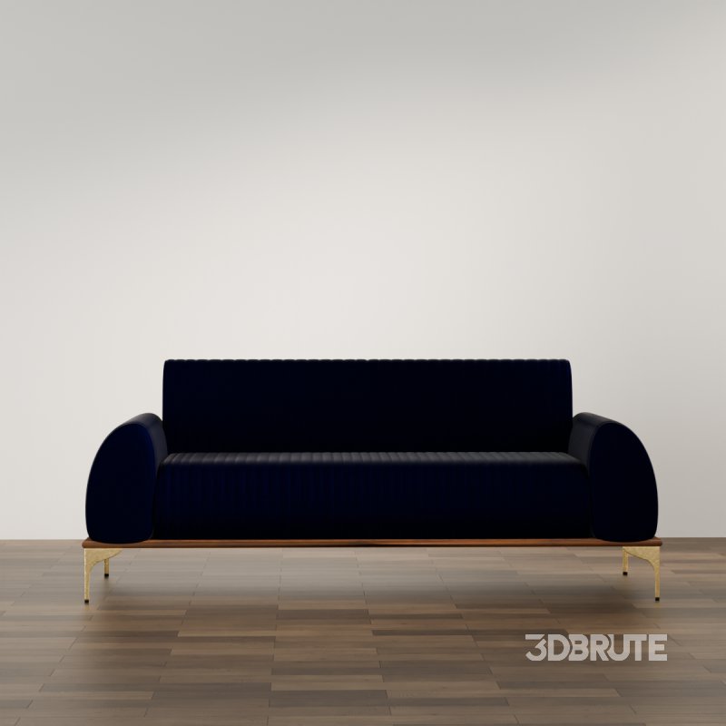 Modern Ribbed Velvet Sofa Image 2