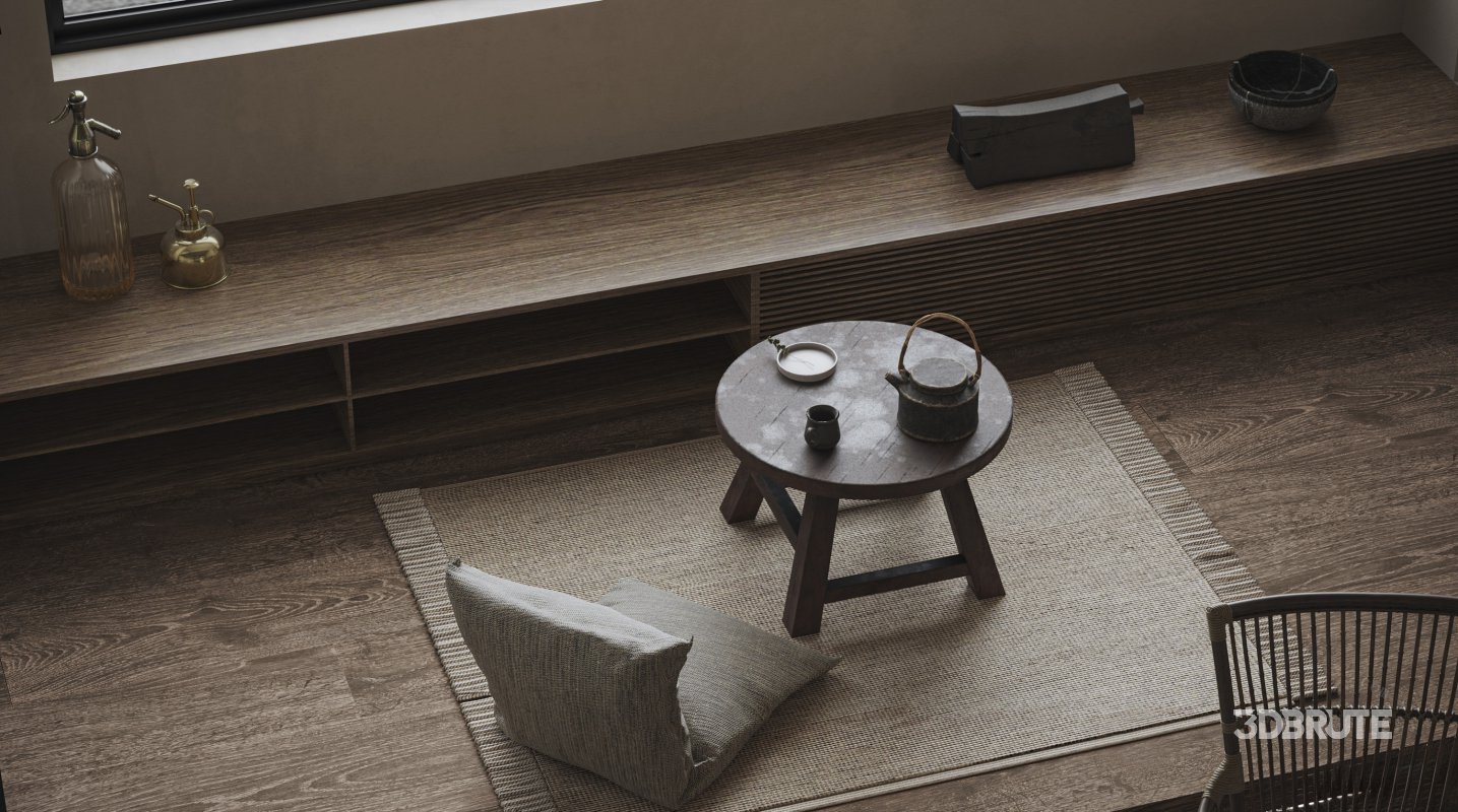 Modern living room and dining room kitchen interior scene Image 13