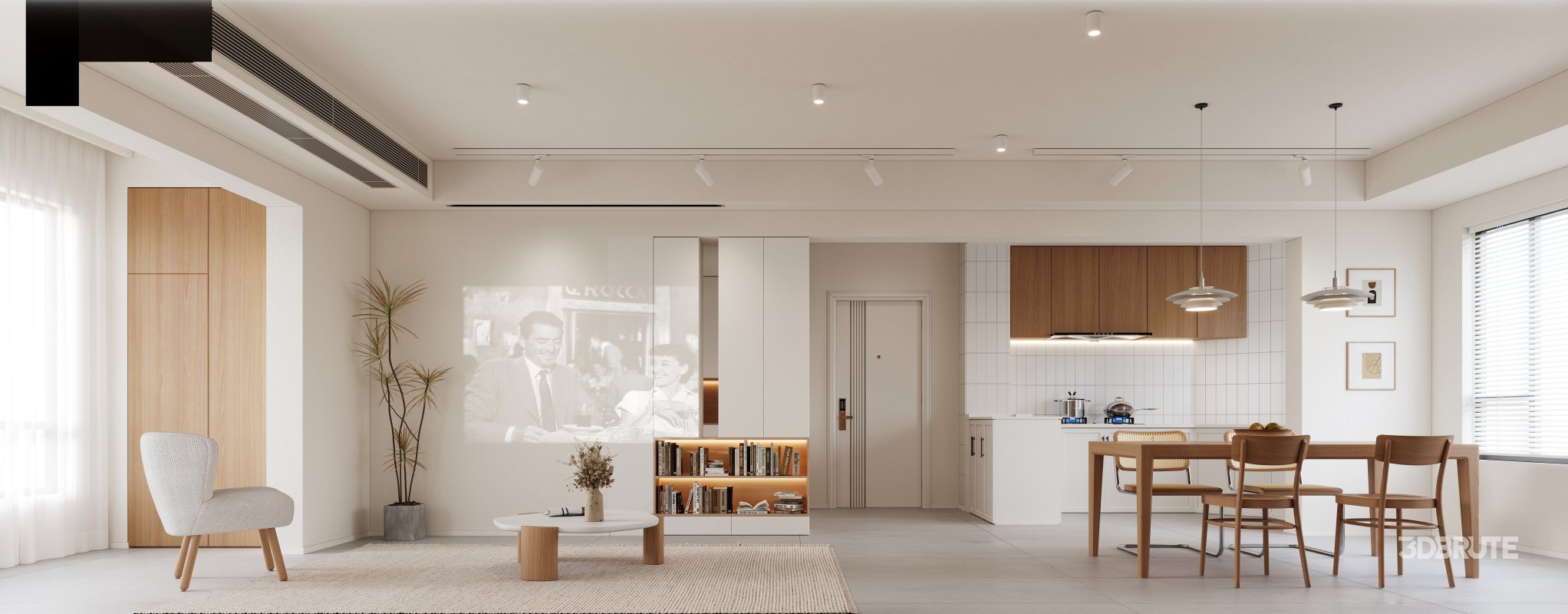 Modern living room and dining room interior scene Image 5