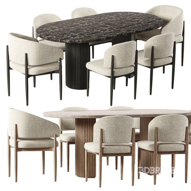 EVA FABRIC DINING CHAIR AND TABLE-RH Image 4