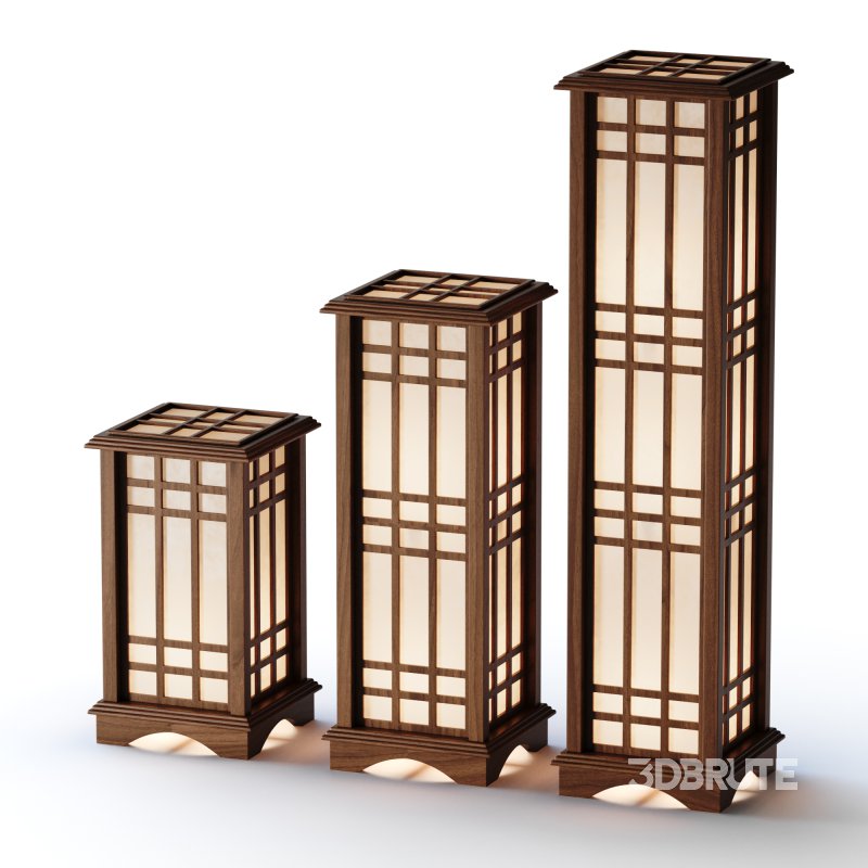Japanese Style Wood Table Floor Lamp Image 6