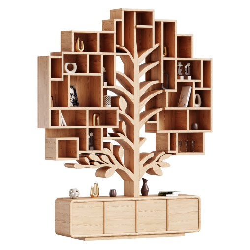 Shelf with accessories and books